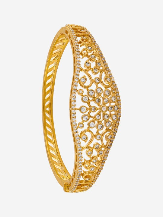 Women Cubic Zirconia Gold-Plated Kada Bracelet