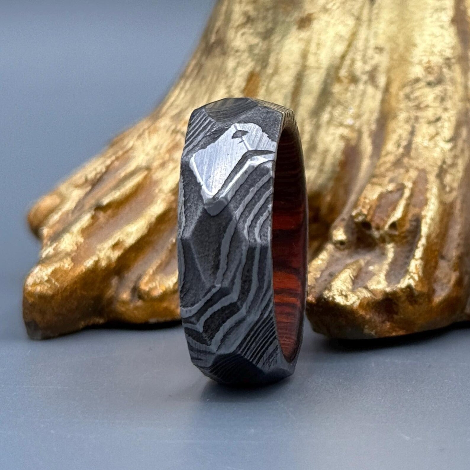 Hand-Forged Damascus Steel Men's Ring Main image