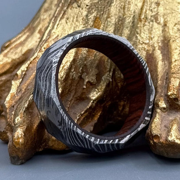 Hand-Forged Damascus Steel Men's Ring