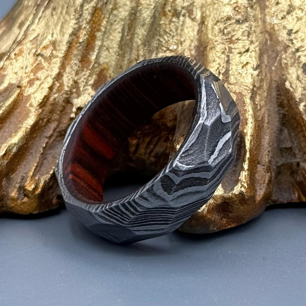 Hand-Forged Damascus Steel Men's Ring