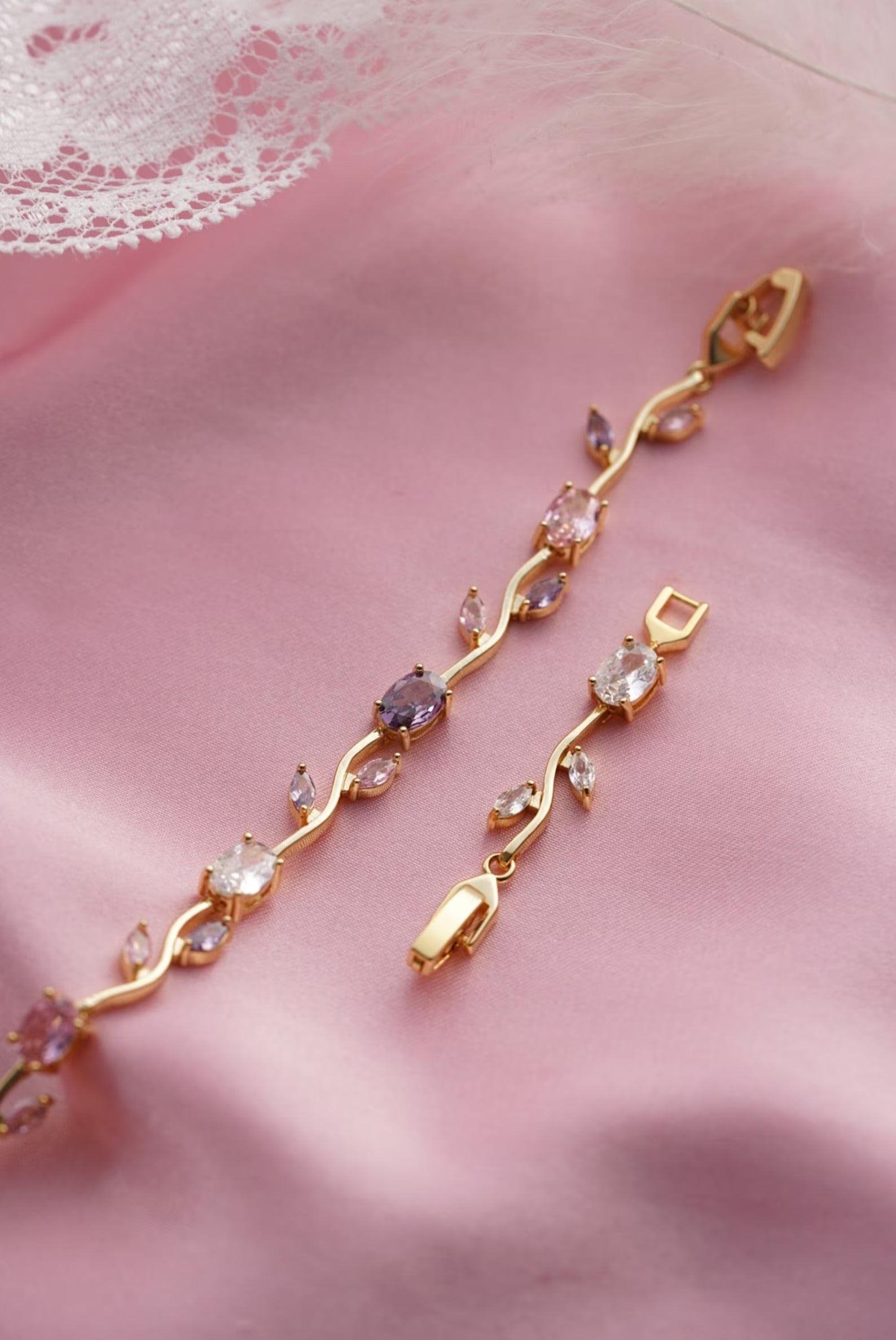 Gold Pastel Tulip Floral Bracelet