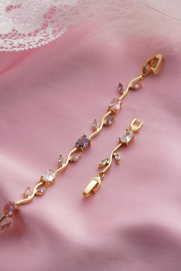 Gold Pastel Tulip Floral Bracelet