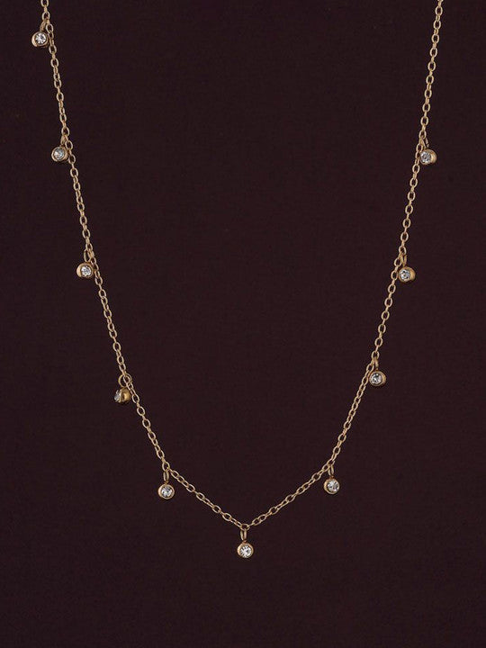 Gold-Plated Stainless Steel Cubic Zirconia Stone Studded Chain