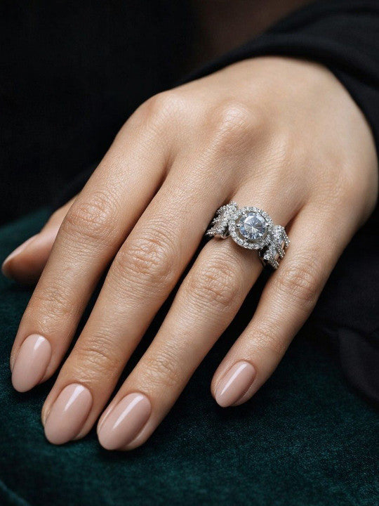 Women Silver Plated Modern Statement Finger Ring