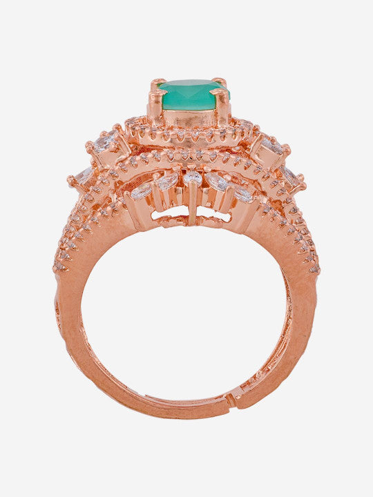 Women Rose Gold-Plated Cubic Zirconia Finger Ring